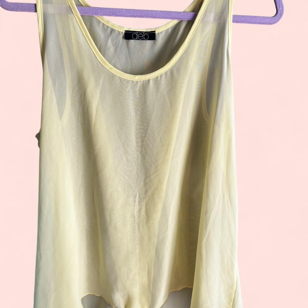 Yellow sheer mesh tank top